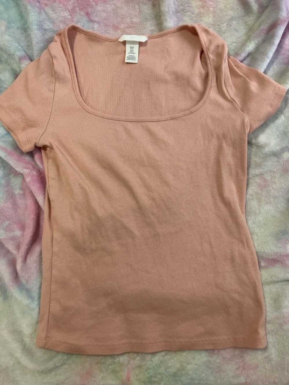 Women's Square Neck Short Sleeve Top - Dusty Pink